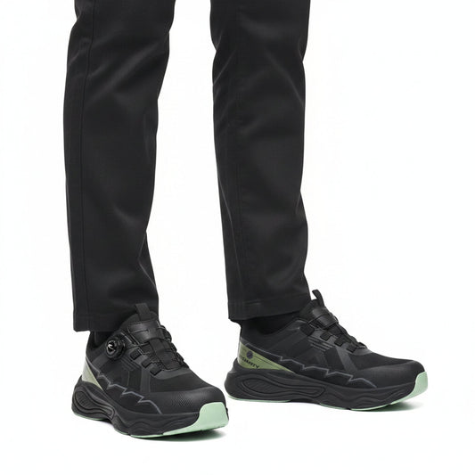 RewanPro ForcePro – buty robocze S3, czarno-zielone, widok z przodu w studiu