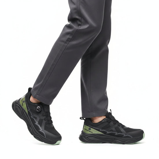 RewanPro ForcePro – buty robocze S3, czarno-zielone, krok, widok z boku