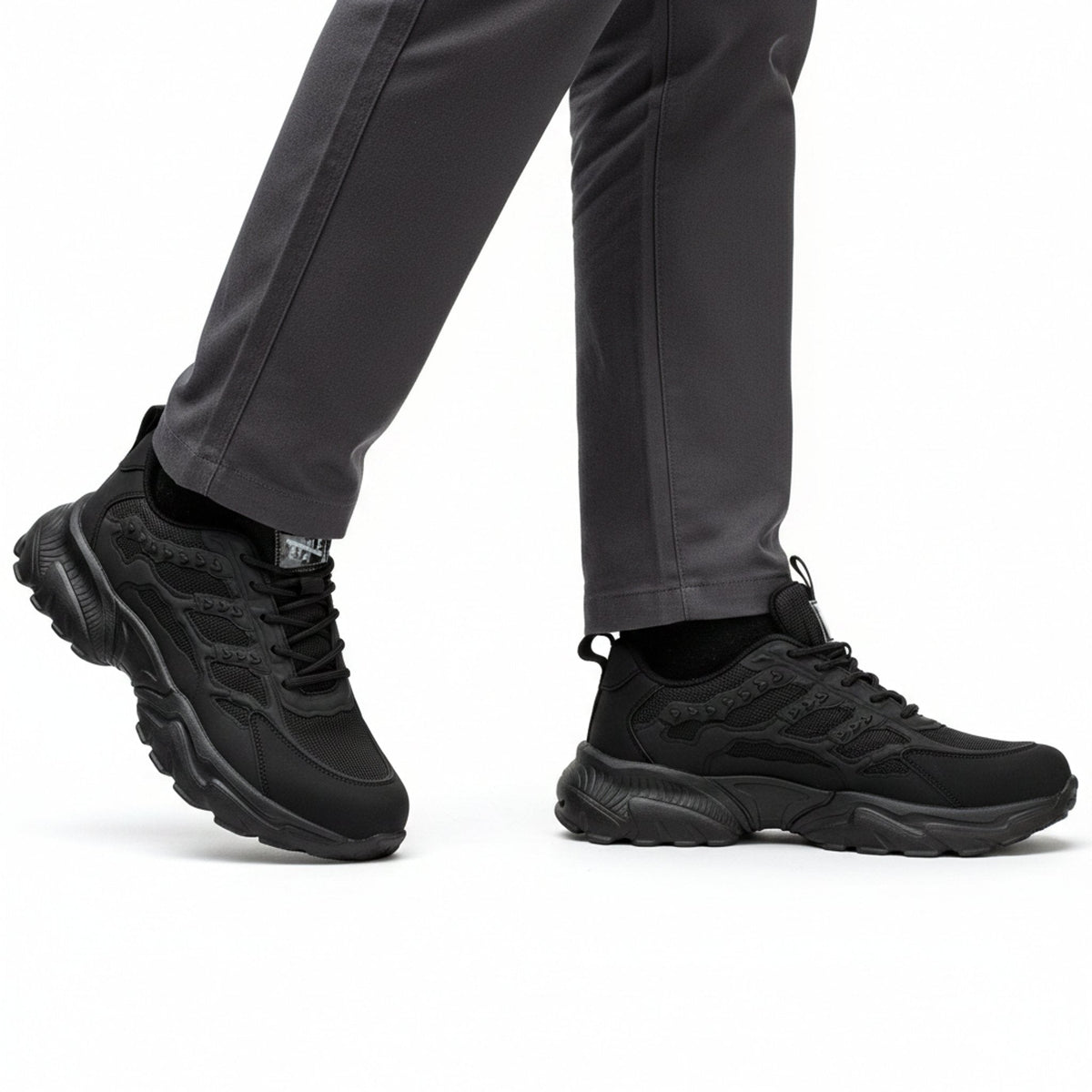 RewanPro 75Plus – damskie buty robocze S1, czarne, krok, widok z boku