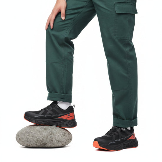 RewanPro ForcePro – buty robocze S3, czarno-pomarańczowe, stopa na kamieniu