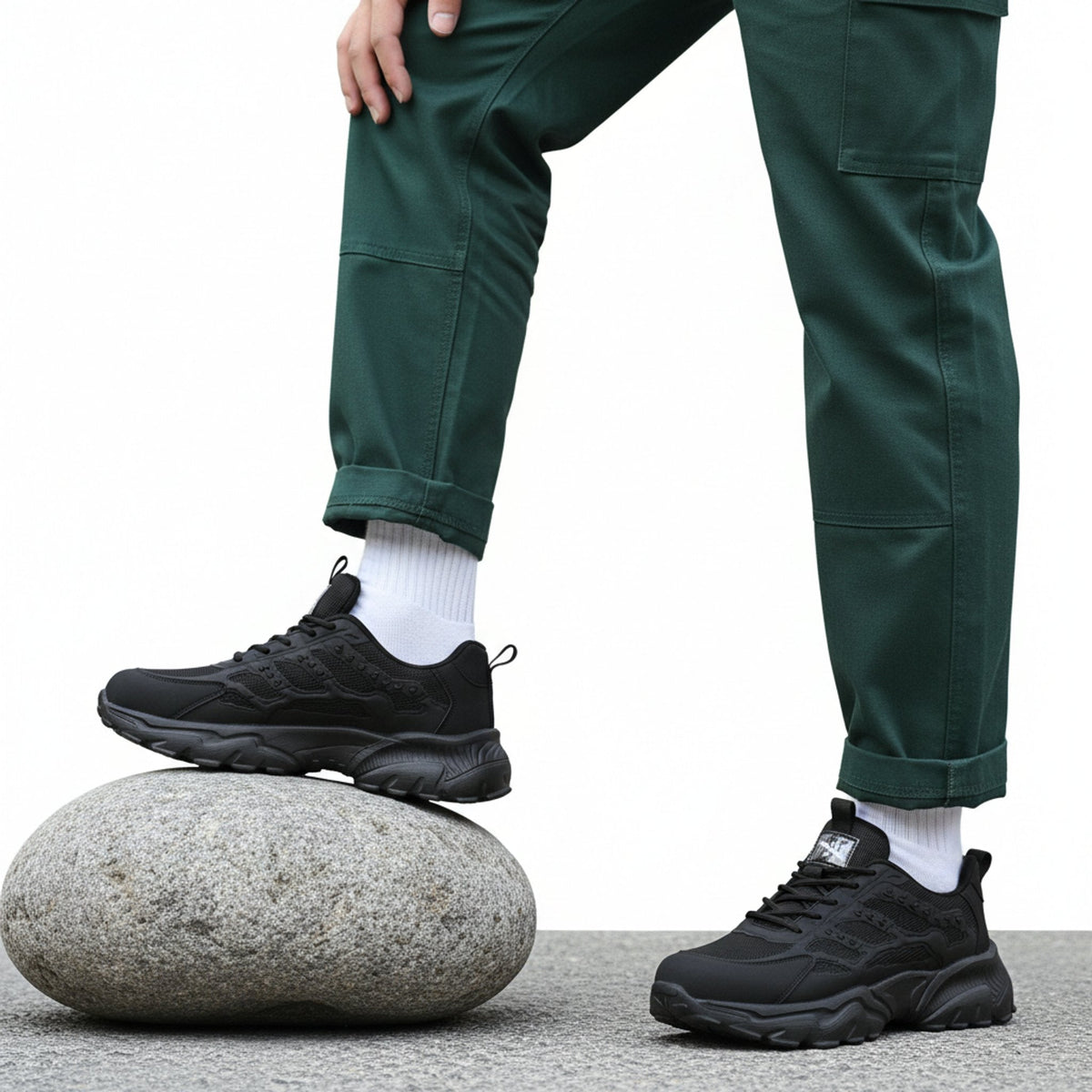 RewanPro 75Plus – damskie buty robocze S1, czarne, stopa na kamieniu