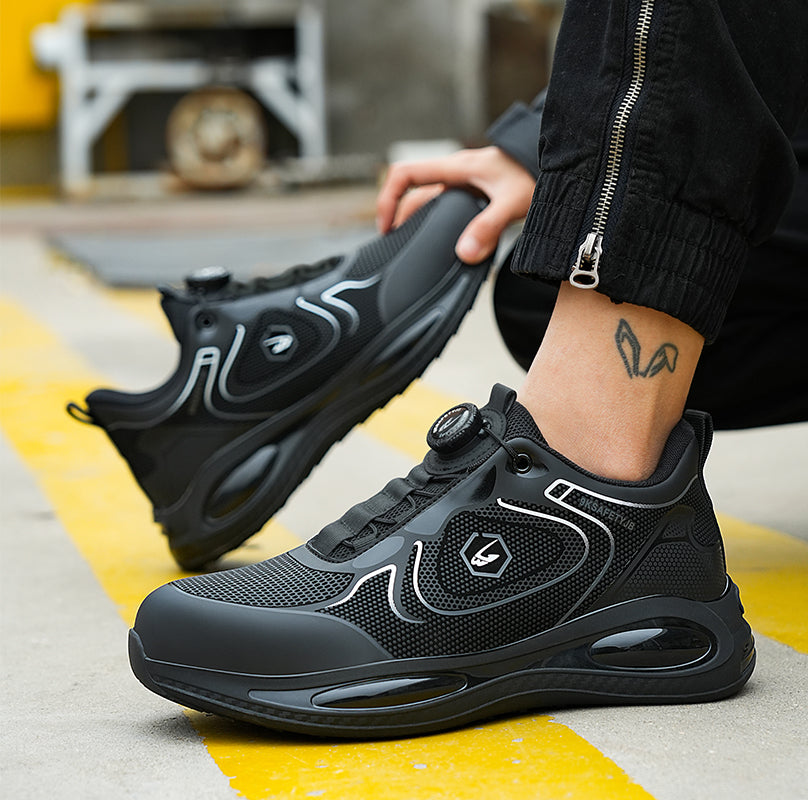 RewanPro Apex wodoodporne buty robocze para, czarno-turkusowe, widok z boku