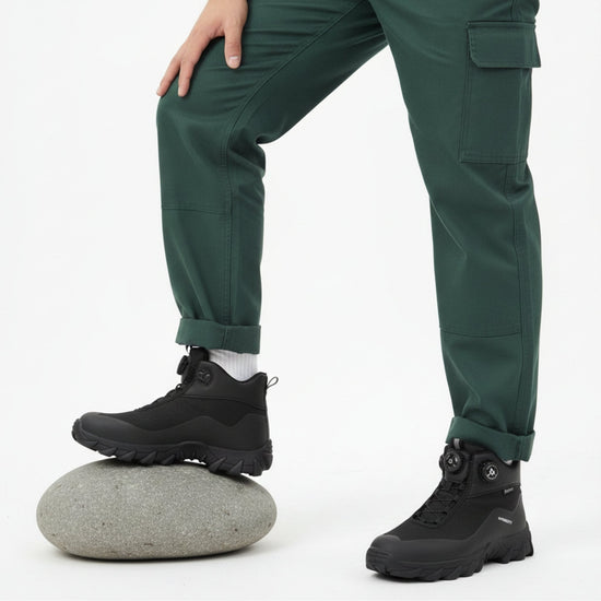 RewanPro Arot – ocieplane buty robocze S3, czarne, stopa na kamieniu