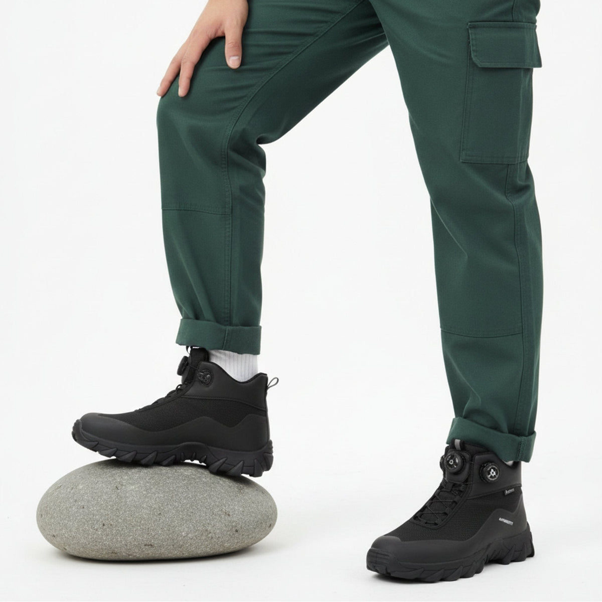 RewanPro Arot – ocieplane buty robocze S3, czarne, stopa na kamieniu