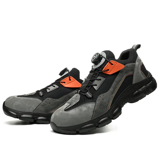 RewanPro Bär buty robocze para po skosie, jeden but przechylony pokazuje głębokie wypustki podeszwy
