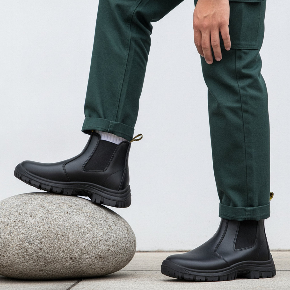 RewanPro Frex G – wsuwane buty robocze S3, czarne, stopa na kamieniu