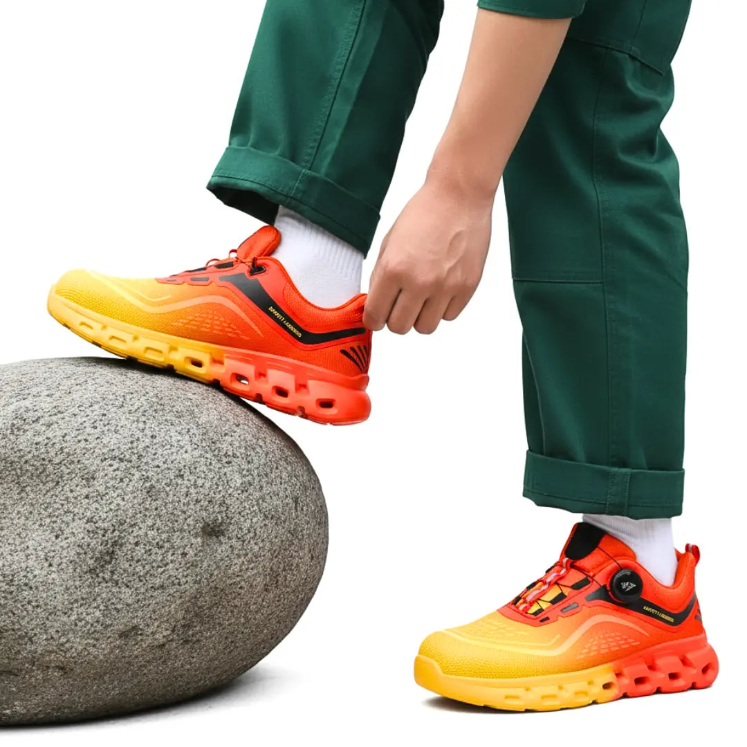RewanPro GripX lekkie buty robocze pomarańczowo-żółte na skałach – idealne na długie dni pracy