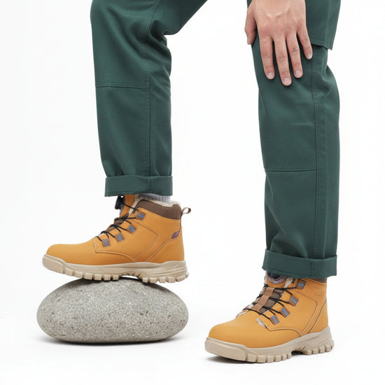 RewanPro Knob – zimowe buty robocze S3, brązowe, stopa na kamieniu