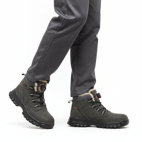 RewanPro Knob – zimowe buty robocze S3, szare, krok, widok z boku