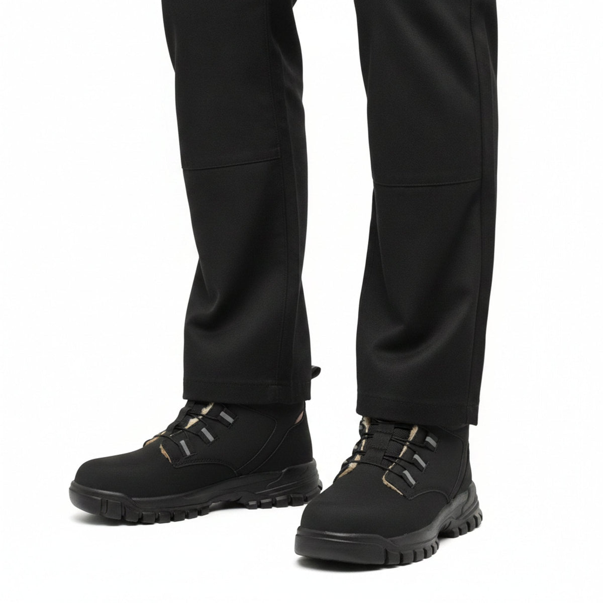 RewanPro Knob – zimowe buty robocze S3, czarne, widok z przodu w studiu