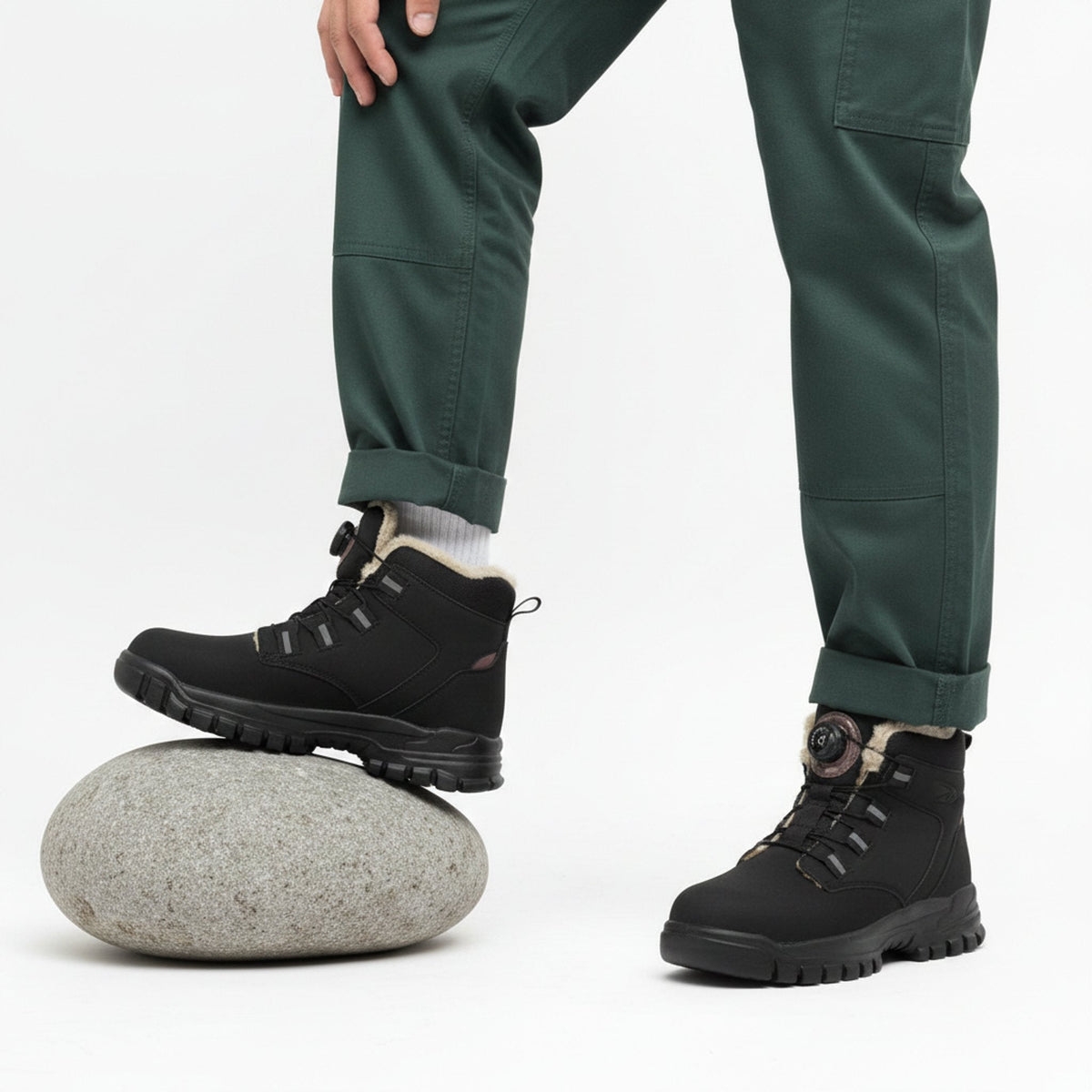RewanPro Knob – zimowe buty robocze S3, czarne, stopa na kamieniu