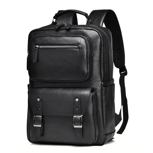 RewanPro Pragger - plecak 25 L czarny, widok z przodu, eko-skóra, elegancki