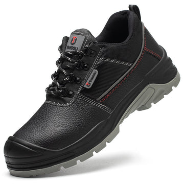RewanPro Rider buty robocze S3 Anti-Smash czarne, czerwone szwy, stalowy podnosek – widok z boku