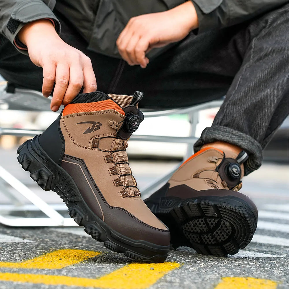 Test Kevlar: RewanPro S3 stalowe buty robocze brązowe na płycie z gwoździami