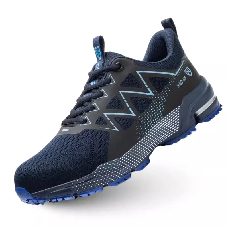 RewanPro S70 buty robocze S1P, granatowe, stalowy podnosek – widok z boku