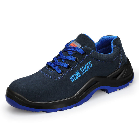 Buty robocze RewanPro Tritt – profil boczny z prawej, haft „WORK SHOES”, studio białe