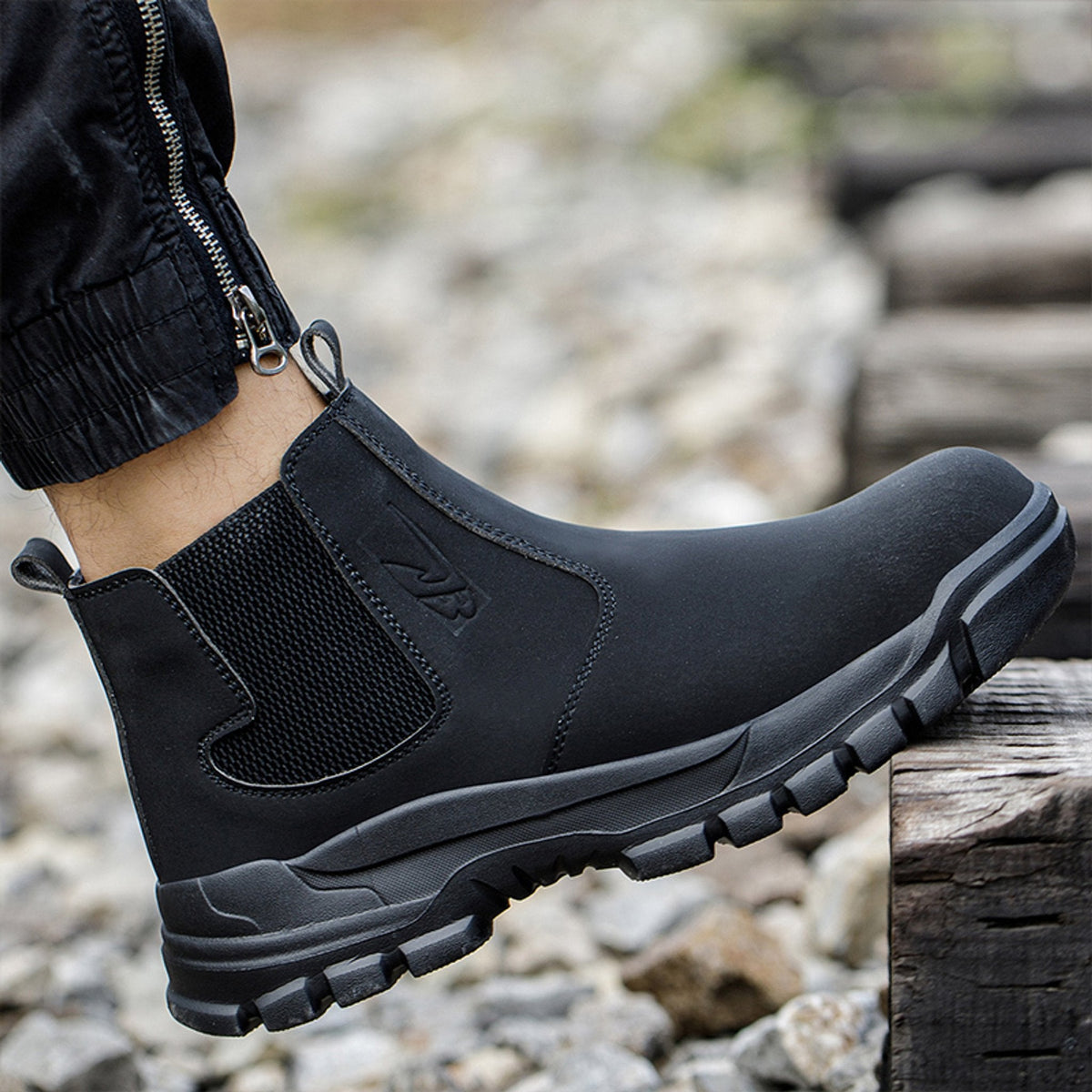 RewanPro Velar – wodoodporne buty robocze S3, czarne, widok trzy czwarte