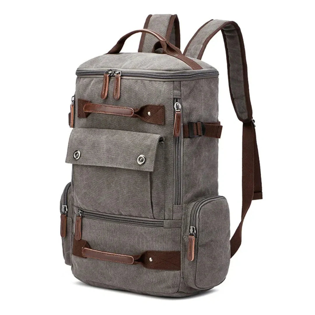 RewanPro Vulcan - plecak vintage canvas szary, widok 3/4 z przodu