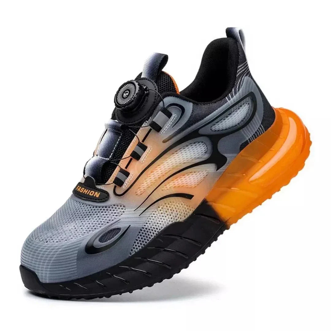 RewanPro Z1000 S1P buty robocze czarno-pomarańczowe z amortyzującą podeszwą air, ujęcie boczne