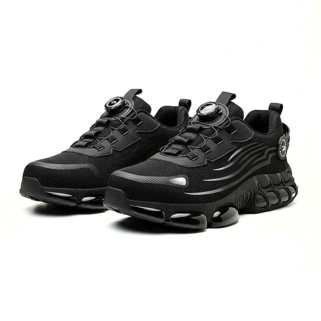 RewanPro Z90 buty robocze, ukośny widok z tyłu, czarne, detal podeszwy