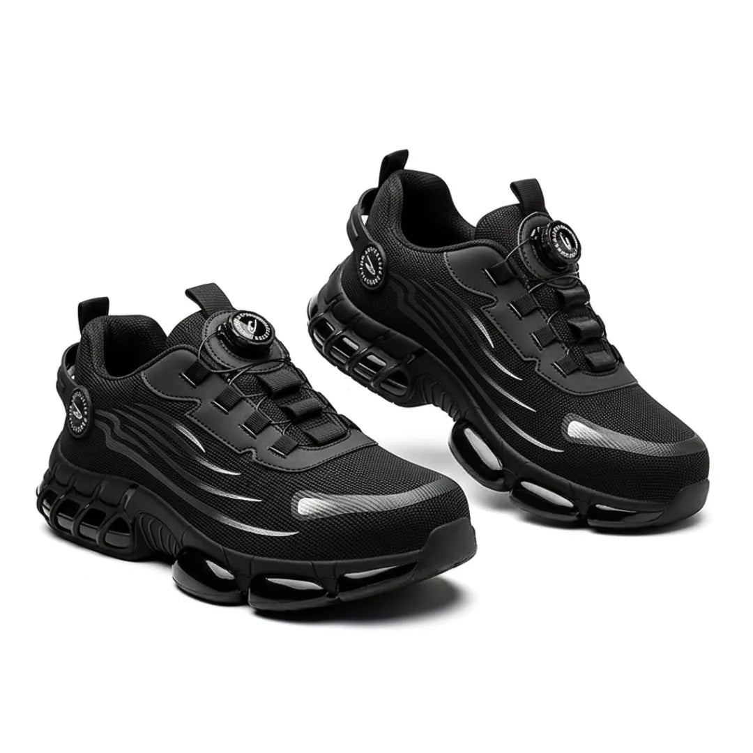 RewanPro Z90 buty robocze, widok pary, czarne, ujęcie studyjne, białe tło