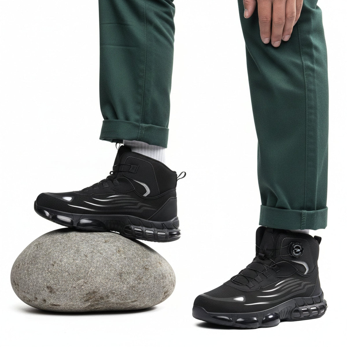 RewanPro Z91 – zimowe buty robocze S1P, czarne, stopa na kamieniu