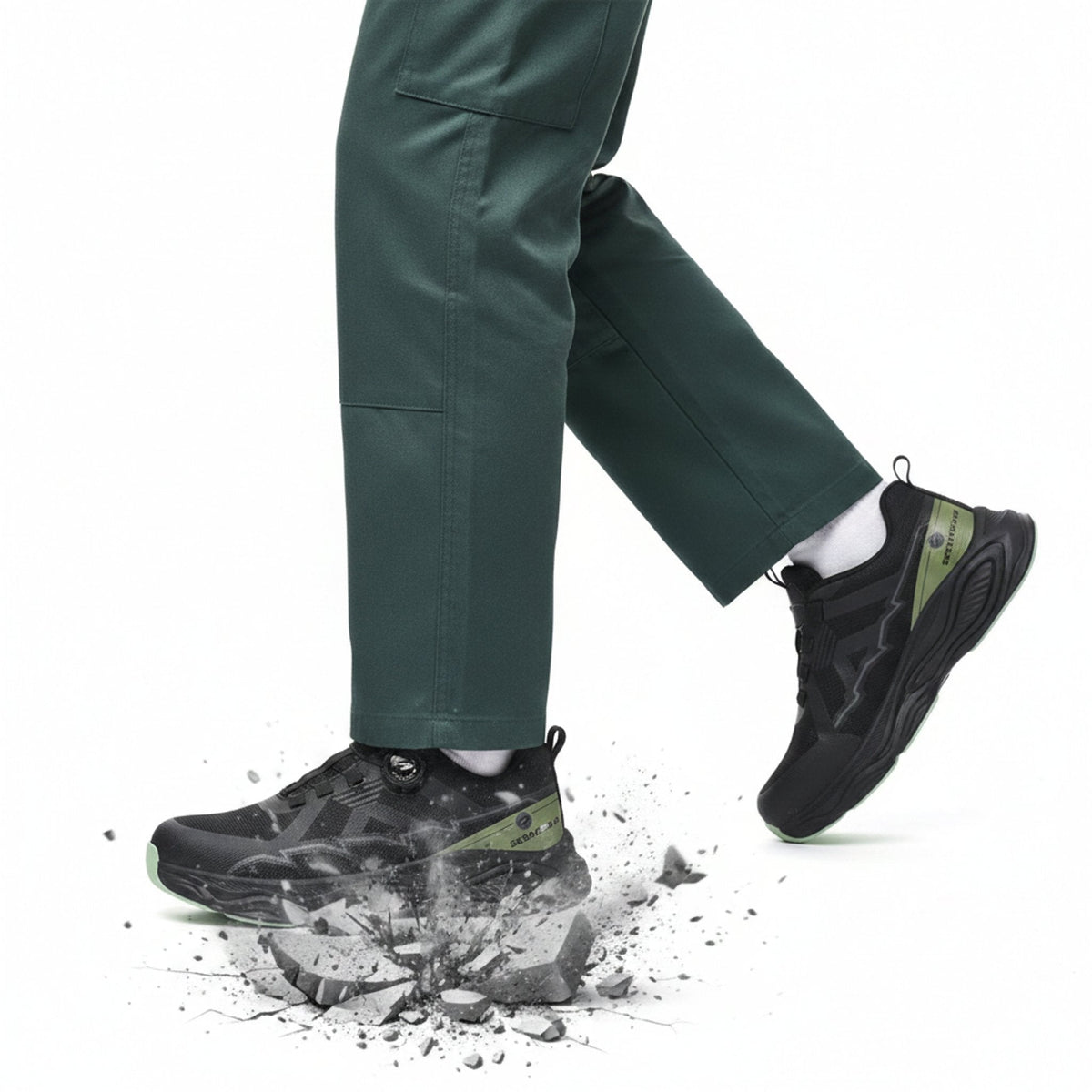 RewanPro ForcePro – buty robocze S3, czarno-zielone, rozbijany kamień