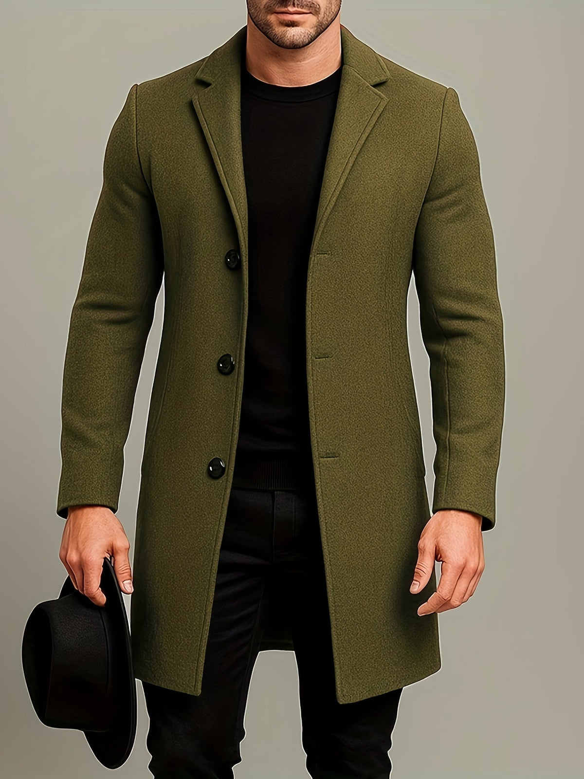 Męski trencz zimowy jednorzędowy – zdjęcie 4