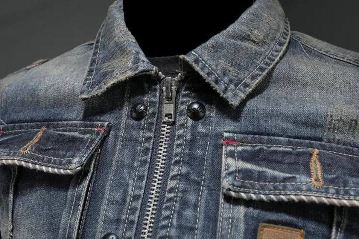 Męska kurtka jeansowa trucker sprana vintage – zdjęcie 5