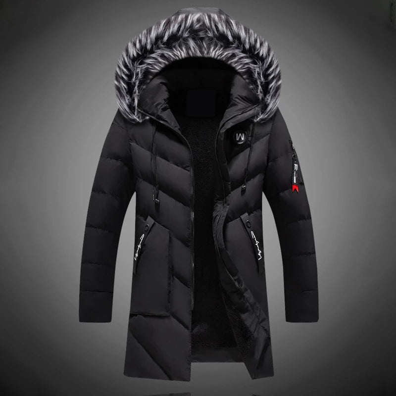 Męski elegancki długi płaszcz zimowy – zdjęcie 2