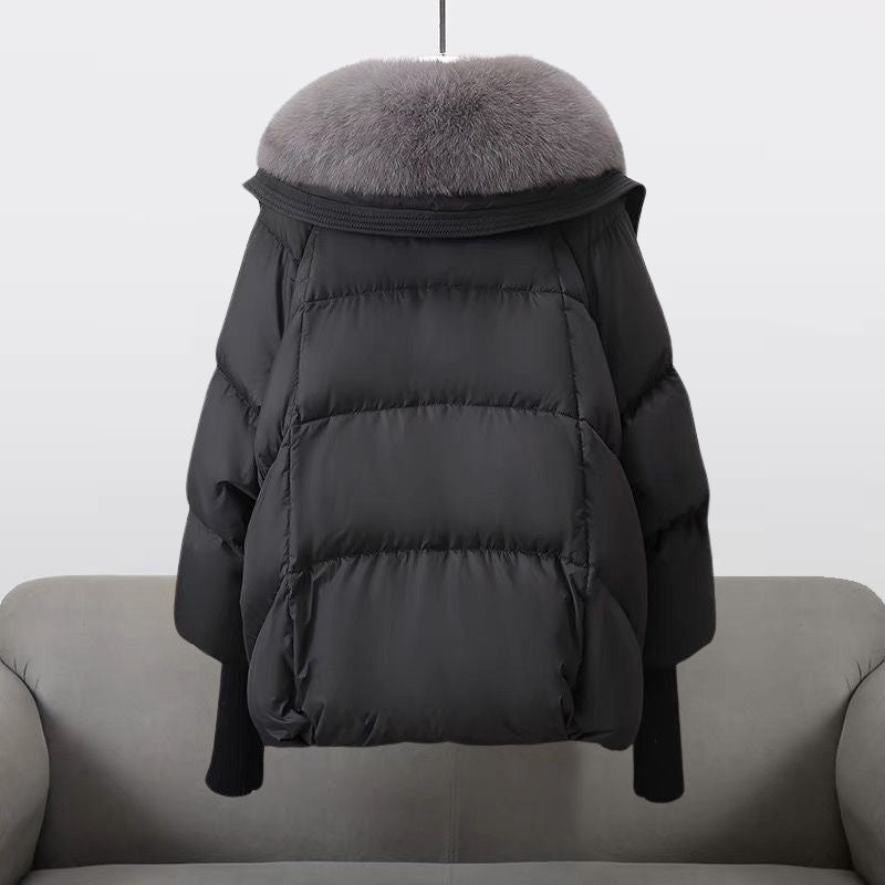 Damska kurtka puchowa oversize z futrzanym kołnierzem – zdjęcie 5
