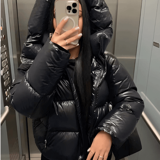 Błyszcząca kurtka pikowana slim fit – zdjęcie 2
