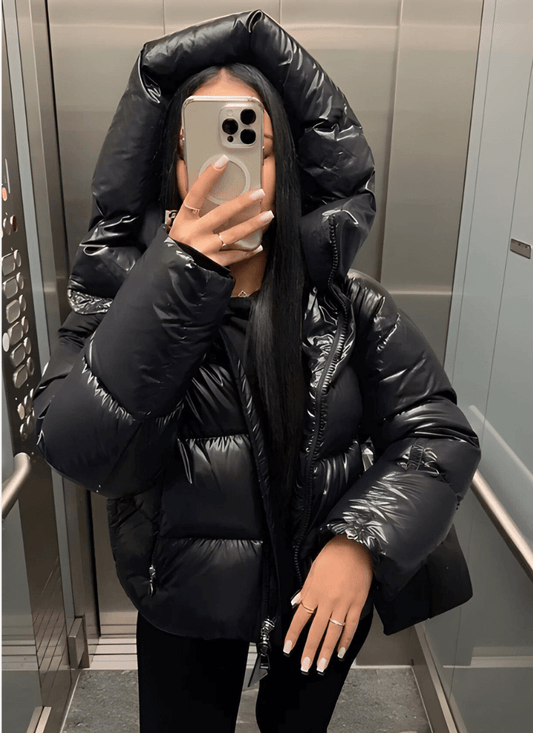 Błyszcząca kurtka pikowana slim fit – zdjęcie 2