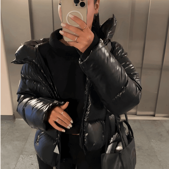 Błyszcząca kurtka pikowana slim fit – zdjęcie 4